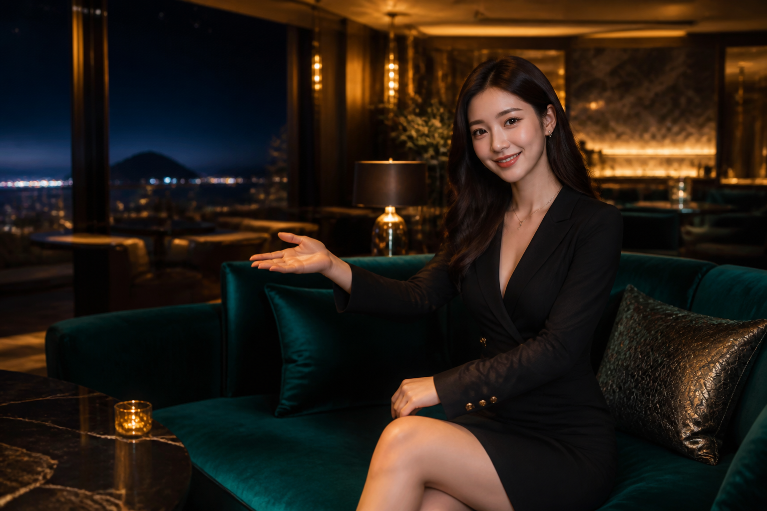 제주 유흥·비즈니스룸 분위기. AI 생성 분위기 이미지 — 실제 업체 사진이 아닙니다